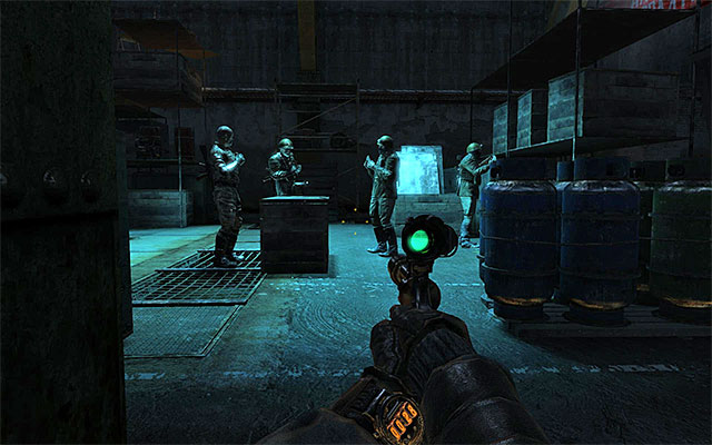 Both of the above options will allow you to get near the largest group of enemies shown in the above screenshot - Escape the Red Line territory | Chapter 11: Revolution - Chapter 11: Revolution - Metro: Last Light Game Guide