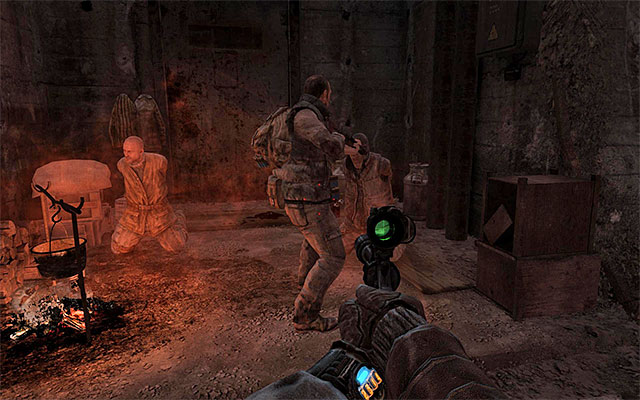 Make your way a bit further and destroy the lamp hanging from the ceiling - Find someone to help move the railcar out of the way | Chapter 13: Bandits - Chapter 13: Bandits - Metro: Last Light Game Guide