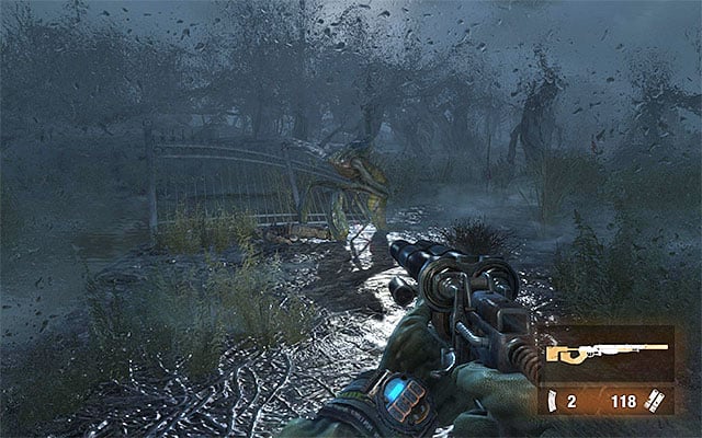 After you reach the swamps, try and keep to the narrow, hardened path as, just like in the previous chapters, falling into water will result in Artyoms drowning and taking considerable damage as a result - Report the imminent attack on D6 | Chapter 28: The Garden - Chapter 28: The Garden - Metro: Last Light Game Guide