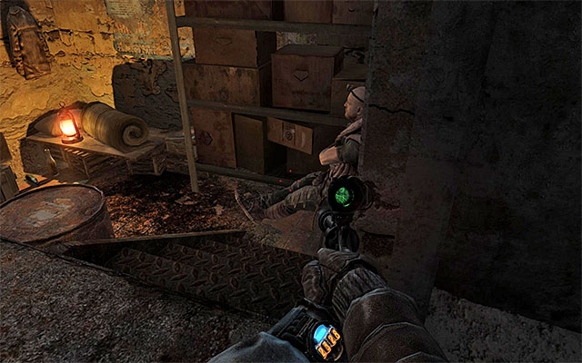 Go now through the narrow corridor and eliminate all of the guards on your way that are watching the tracks - Find the switch to lift the gate back out of the way | Chapter 13: Bandits - Chapter 13: Bandits - Metro: Last Light Game Guide