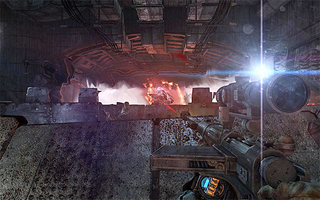 As soon as you regain control over your character, crouch as soon as possible, next to the closest metal cover and start shooting again at your enemies - Defend D6 until the bioweapon cache is completely destroyed | Chapter 30: D6 - Chapter 30: D6 - Metro: Last Light Game Guide