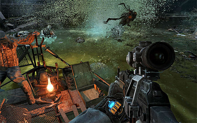 From now on, you can attack shrimps, best by aiming at their heads 9screenshot 1) - Reach Venice | Chapter 14: Dark Water - Chapter 14: Dark Water - Metro: Last Light Game Guide