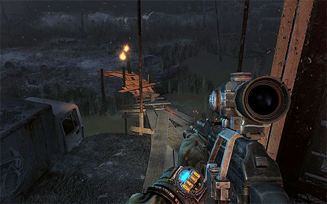 Go now towards the destroyed wall that is lit by the churchs lights - Meet the rangers in the church | Chapter 17: Nightfall - Chapter 17: Nightfall - Metro: Last Light Game Guide