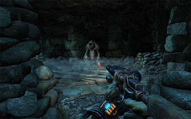 Take the tunnel and find a corpse on your way, along with a machine gun and a supply crate - Follow the catacombs towards Oktyabrskaya - part 2 | Chapter 18: Undercity - Chapter 18: Undercity - Metro: Last Light Game Guide