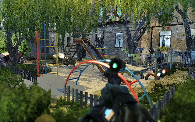 The first vision appears when you reach the second part of the city, namely when you approach the playground - Visions in the Dead City | Other Secrets - Other Secrets - Metro: Last Light Game Guide