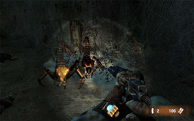 Another category of monsters is the radspiders that dwell only In the dimly-lit tunnels - Fighting the monsters | Valuable Hints - Valuable Hints - Metro: Last Light Game Guide