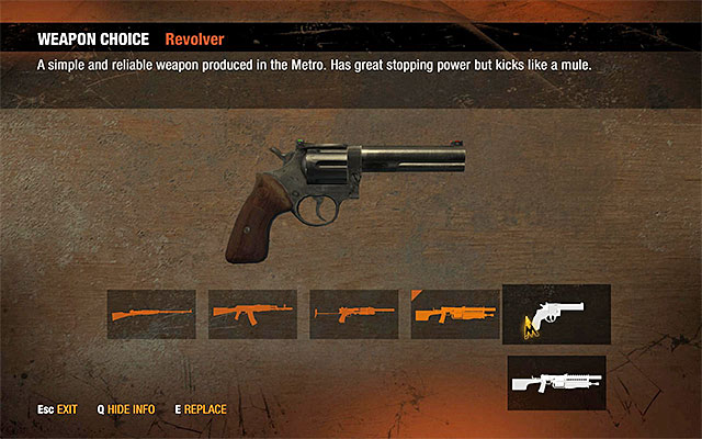 At any time, your character can have on him, at most, three different pieces of weaponry - Weapons and equipment | Valuable Hints - Valuable Hints - Metro: Last Light Game Guide