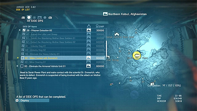 Pick the side mission 82 from the list - Unlocking mission 11 (Cloaked in Silence) | Walkthrough - Mission 11 - Cloaked in Silence - Metal Gear Solid V: The Phantom Pain Game Guide & Walkthrough