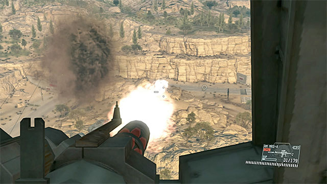 Shoot at the drones and, after that, at Metal Gear itself - Escaping Metal Gear Sahelanthropus | Walkthrough - Mission 12 - Hellbound - Metal Gear Solid V: The Phantom Pain Game Guide & Walkthrough