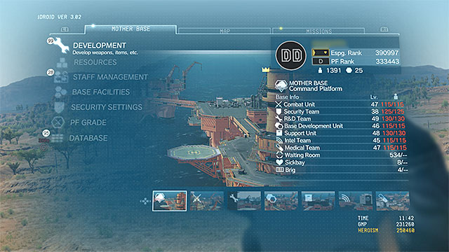 Select Mother Base tab in your IDroid. - General info | Mother Base - Mother Base - Metal Gear Solid V: The Phantom Pain Game Guide & Walkthrough