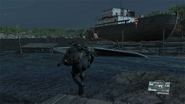 Your goal, White Mamba himself, is on the ship wreck in the west part of the village - Finding White Mamba | Walkthrough - Mission 23 - The White Mamba - Metal Gear Solid V: The Phantom Pain Game Guide & Walkthrough