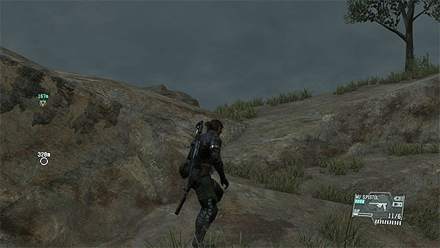 Climb over the rocks - Remaining Aim True, Ye Vengeful - secondary mission objectives | Walkthrough - Mission 25 - Aim True, Ye Vengeful - Metal Gear Solid V: The Phantom Pain Game Guide & Walkthrough