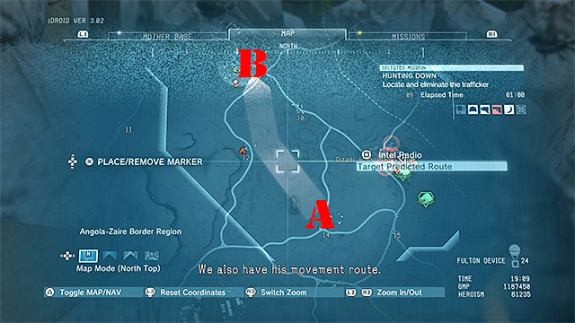 After securing the area around the tent, you can look for the Intel File (picture number 1) - Locating the trafficker | Walkthrough - Mission 26 - Hunting Down - Metal Gear Solid V: The Phantom Pain Game Guide & Walkthrough