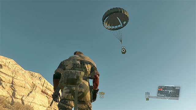 The supplies will reach the place you selected in slightly more than dozen of seconds - Calling supply drops | Exploring the games world - Exploring the games world - Metal Gear Solid V: The Phantom Pain Game Guide & Walkthrough