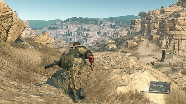 Move mostly in crouching position or by crawling - Moving undetected through the game world | Stealth - Stealth - Metal Gear Solid V: The Phantom Pain Game Guide & Walkthrough