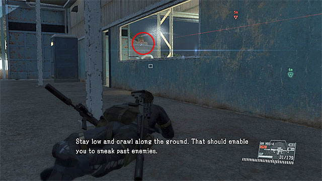 The prisoner is held in the hangar, but dont hurry trying to rescue him, because the area is guarded by a sniper (shown in the picture above) - Side-Ops missions walkthroughs (41-50) - Side-Ops - Metal Gear Solid V: The Phantom Pain Game Guide & Walkthrough