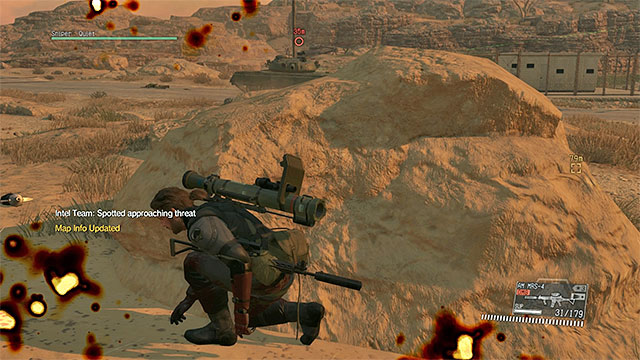Sneak up to APCs only when they are occupied with fighting Quiet - Remaining A Quiet Exit - secondary mission objectives | Walkthrough - Mission 45 - A Quiet Exit - Metal Gear Solid V: The Phantom Pain Game Guide & Walkthrough
