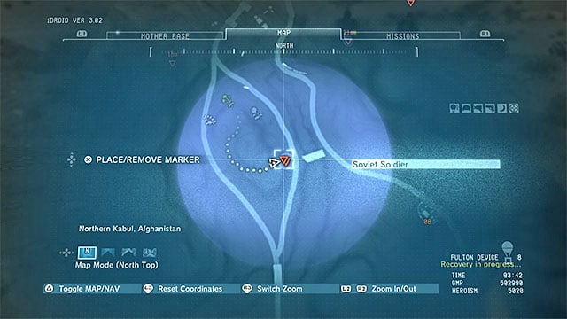 Walkthrough: It may be a bit tricky to find the well-trained soldier, because he is occupying the rocks in the center of the area marked by the game, along with other soldiers - Side-Ops missions walkthroughs (11-20) - Side-Ops - Metal Gear Solid V: The Phantom Pain Game Guide & Walkthrough