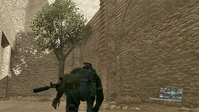 A ladder, leading to the upper walls of the base. - Reaching Skull Face | Walkthrough - Mission 30 - Skull Face - Metal Gear Solid V: The Phantom Pain Game Guide & Walkthrough