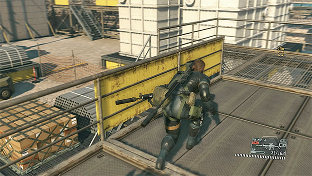 Dont rush to the helicopter landing pad, but instead choose the stairs located on the left side. - Remaining Skull Face - secondary mission objectives | Walkthrough - Mission 30 - Skull Face - Metal Gear Solid V: The Phantom Pain Game Guide & Walkthrough