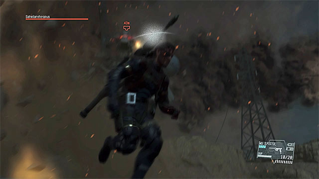 Sahelanthropus machine guns wont do much damage to you. - List of Sahelanthropus attacks | Walkthrough - Mission 31 - Sahelanthropus - Metal Gear Solid V: The Phantom Pain Game Guide & Walkthrough