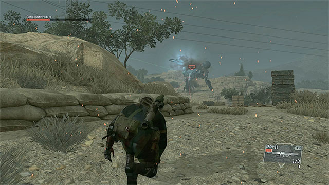Laser attacks of the mech are extremely dangerous. - List of Sahelanthropus attacks | Walkthrough - Mission 31 - Sahelanthropus - Metal Gear Solid V: The Phantom Pain Game Guide & Walkthrough