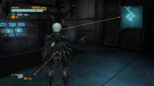 Another VRM computer right before the end of the mission. - R-02 Research Facility - The Main Campaign - walkthrough - Metal Gear Rising: Revengeance - Game Guide and Walkthrough