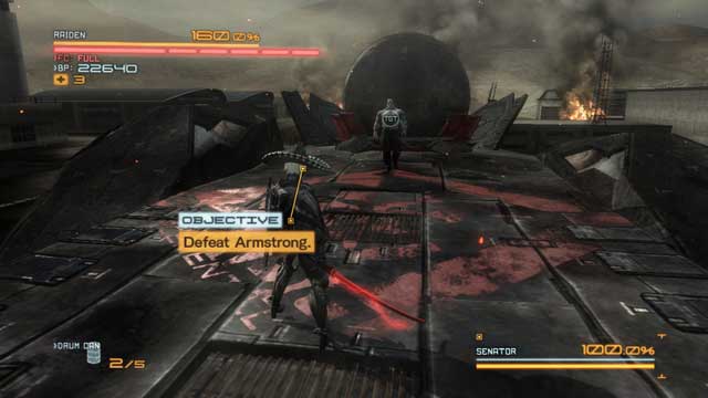 The small battle arena does not make it easier for you. - Armstrong, phase one - Bosses - Metal Gear Rising: Revengeance - Game Guide and Walkthrough