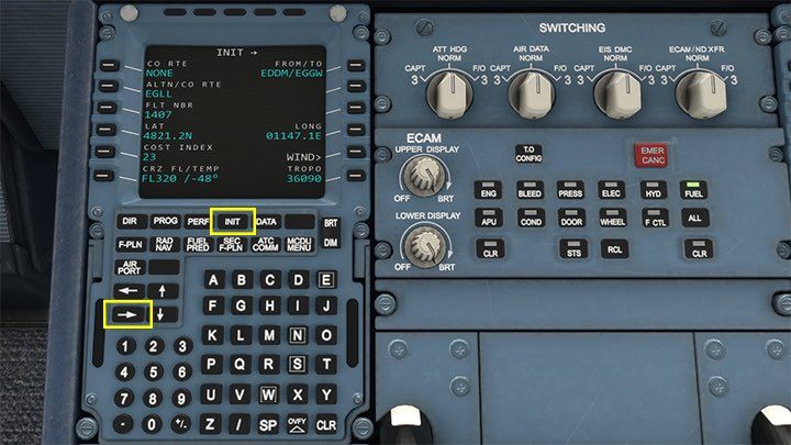 After entering the route, we return to the site INIT - Microsoft Flight Simulator: How to program MCDU on-board computer? - Passenger aircraft - Microsoft Flight Simulator 2020 Guide