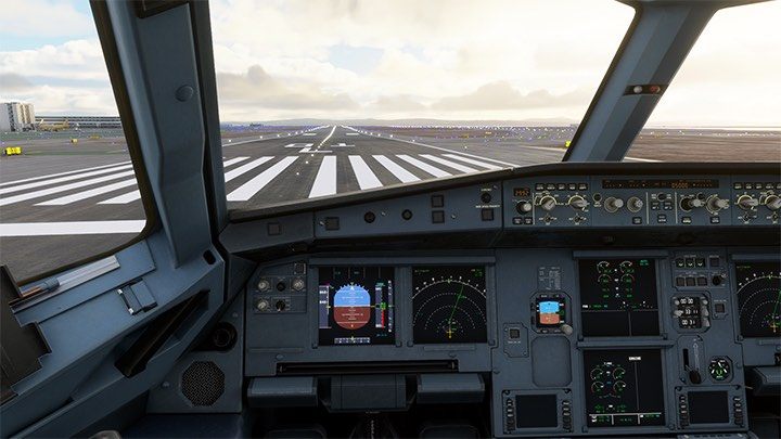 Add a little bit of power to drive into the lane and position yourself on its axis with the rudder - Microsoft Flight Simulator: Taxiing and take-off of a passenger aircraft - Example flight - Microsoft Flight Simulator 2020 Guide