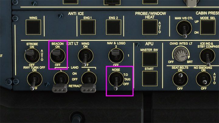 You can already turn off unnecessary NOSE T - Microsoft Flight Simulator: Taxiing and take-off of a passenger aircraft - Example flight - Microsoft Flight Simulator 2020 Guide