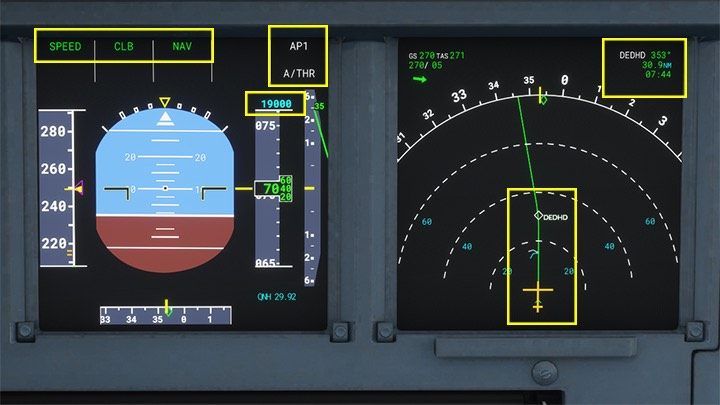 The new altitude set on autopilot will appear as a blue value on the altimeter - Microsoft Flight Simulator: Taxiing and take-off of a passenger aircraft - Example flight - Microsoft Flight Simulator 2020 Guide