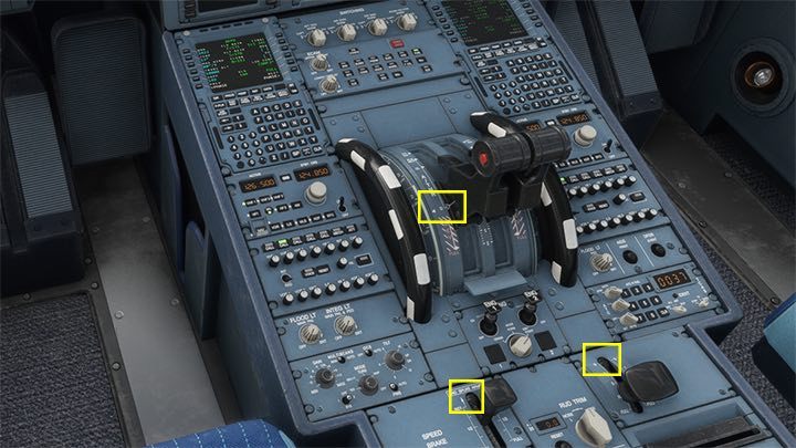 When the speed drops, you can already set the throttle to idle, as well as hide the flaps and spoilers - Microsoft Flight Simulator: ILS landing - Passenger aircraft - Example flight - Microsoft Flight Simulator 2020 Guide