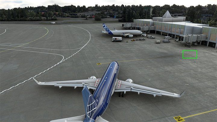 Using the rudder and gentle throttle control, steer to your chosen parking spot - Microsoft Flight Simulator: ILS landing - Passenger aircraft - Example flight - Microsoft Flight Simulator 2020 Guide