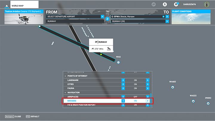 With the filter on, a small square icon will appear next to a runway that youve clicked - Microsoft Flight Simulator: ILS frequencies - how to display them in the game? - FAQ - Microsoft Flight Simulator 2020 Guide