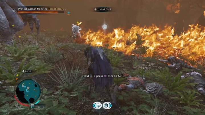 Do not let orcs with torches approach Carnán - Shadow of War: The Burning Forest - Walkthrough - Act 2 - Rise to Power - Middle-earth: Shadow of War Game Guide