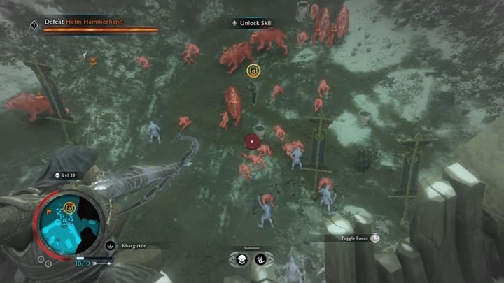 An accurate shot into the barrel will weaken the enemies. - Shadow of War: The Scourage - Walkthrough - Act 2 - Rise to Power - Middle-earth: Shadow of War Game Guide