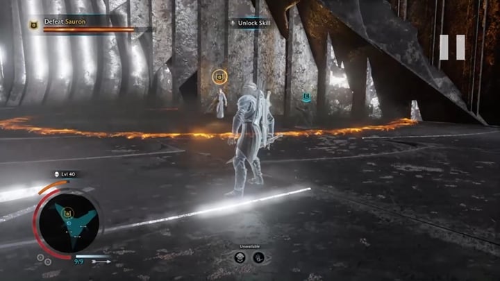 Roll to avoid the fire waves. - Shadow of War: Final Mission - Bright Lord - Walkthrough - Act 3 - Shadow and Flame - Middle-earth: Shadow of War Game Guide