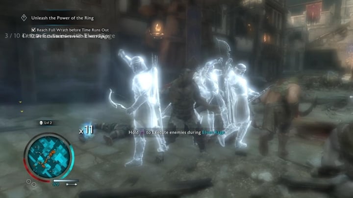 The missions objective is to learn how to use Elven Rage. - Shadow of War: Eyes of Sauron / Shadows of the Past - Walkthrough - Act 1 - The Siege of Minas Ithil - Middle-earth: Shadow of War Game Guide