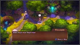 After reaching the next location, pick up the gold on the left [1], talk with the elf on the right [2] and afterwards head further to the north - Irollan - p. 3 - Walkthrough - Might & Magic: Clash of Heroes - Game Guide and Walkthrough