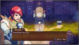 After reaching the capital, you will be accosted by a stranger who will give you the Swordsmen [1] - Holy Griffin Empire - p. 1 - Walkthrough - Might & Magic: Clash of Heroes - Game Guide and Walkthrough