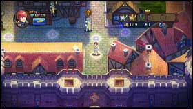 When the guards disappear, pick up the gold on the right [1] and go to the other side of the wall [2] - Holy Griffin Empire - p. 1 - Walkthrough - Might & Magic: Clash of Heroes - Game Guide and Walkthrough