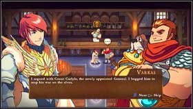 After going inside you will receive another new unit (Spearmen) [1] and meet an old friend [2] - Holy Griffin Empire - p. 1 - Walkthrough - Might & Magic: Clash of Heroes - Game Guide and Walkthrough