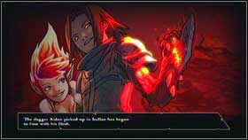 With the enemy down, open the chest on the left (Burning Horn) [1] and leave the tavern [2] - Sheogh - p. 3 - Walkthrough - Might & Magic: Clash of Heroes - Game Guide and Walkthrough