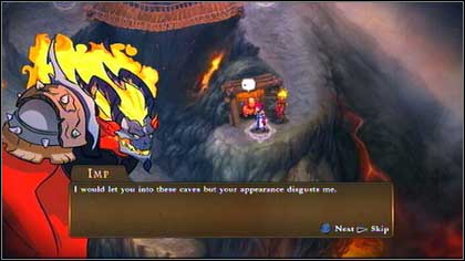 The Imp (LVL 7) is guarding the cave entrance, in the middle of the road to the mountain top [M4 - Sheogh - Side missions - Might & Magic: Clash of Heroes - Game Guide and Walkthrough