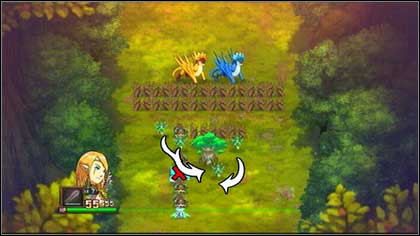 The last you have to do is eliminate the yellow Hunter [1] and move the green Pixie behind the Trent so that you create an attack formation [2] - Irollan - Battle puzzles - Might & Magic: Clash of Heroes - Game Guide and Walkthrough