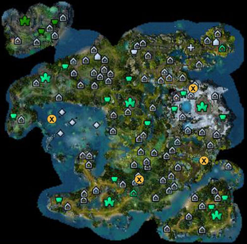 The items were looking for are marked with crosses - 3rd mission - The Blood-Dimmed Tide - Campaign - Might & Magic: Heroes VI Game Guide