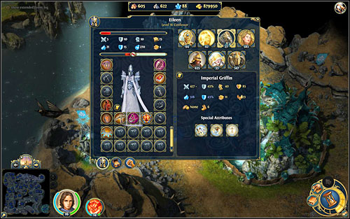 Heros attributes are right above their silhouette - Heroes classes, paths of blood or tears - Heroes - Might & Magic: Heroes VI Game Guide