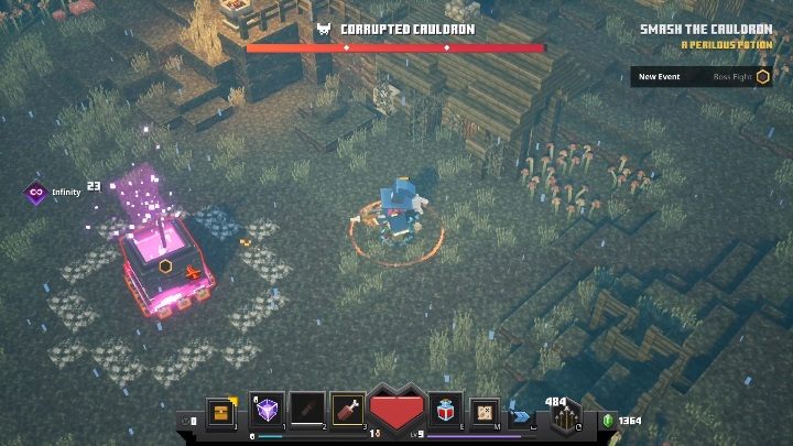 You will come across Corrupted Cauldron at the end of the Soggy Swamp map - Minecraft Dungeons: Corrupted Cauldron boss fight walkthrough - Bosses - Minecraft Dungeons Guide