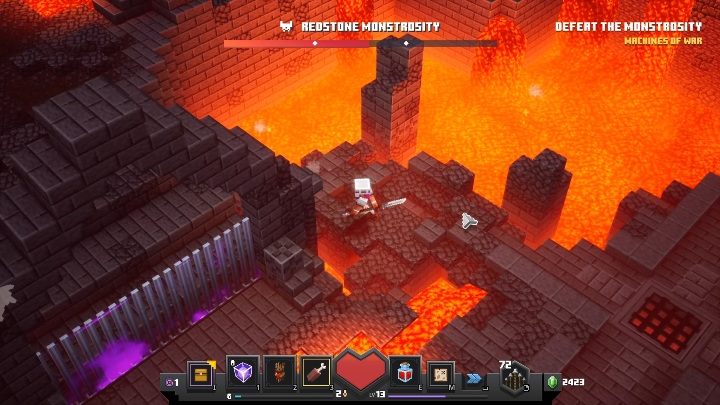 Additional curiosity - there is a secret exit from the arena - Minecraft Dungeons: Redstone Monstrosity boss fight walkthrough - Bosses - Minecraft Dungeons Guide